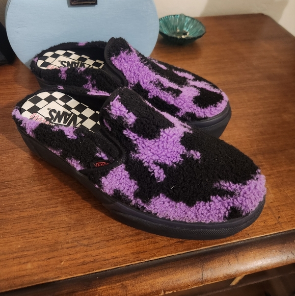 Purple Slip On Fuzzy Vans - Picture 1 of 5